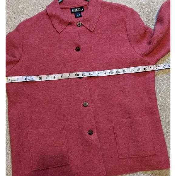 Lands End Cardigan Sweater Jacket Collared 100% Wool Outdoor 14 Regular - Picture 3 of 10